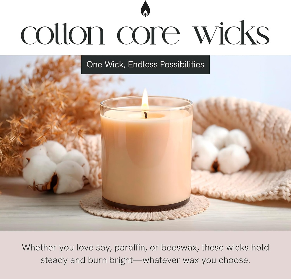Cotton Core Wicks, burn bright